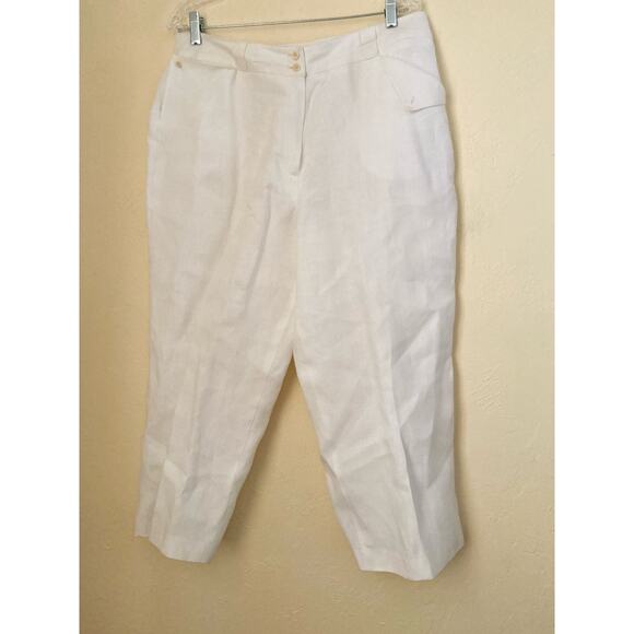 Talbots Irish Linen Petite Pants Cropped Size 16P White Fully Lined NWOT - Picture 2 of 7